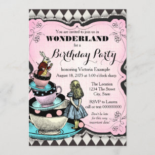 Vintage Alice im Wunderland Geburtstagspartei Einladung