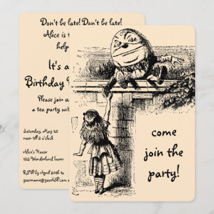 Vintage Alice im Wunderland, Girl Birthday Party Einladung