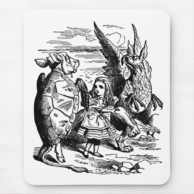 Vintage Alice im Wunderland, Griffin, Mock Turtle Mousepad (Vorne)