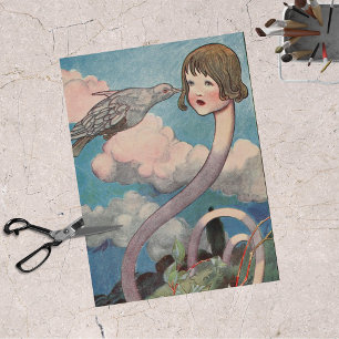 Vintage Alice im Wunderland Große Taube war geflog Seidenpapier