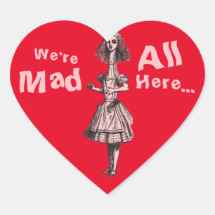 Vintage Alice im Wunderland Herz-Aufkleber