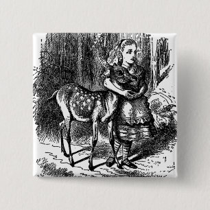 Vintage-Alice-im-Wunderland-Hirsch-Rehkitz-Bambi-D Button