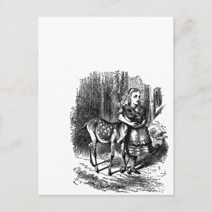 Vintage-Alice-im-Wunderland-Hirsch-Rehkitz-Bambi-D Postkarte