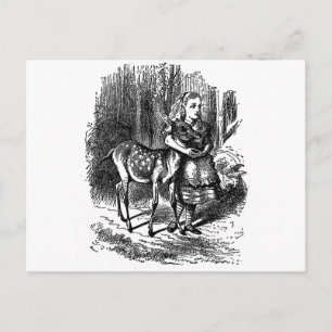 Vintage-Alice-im-Wunderland-Hirsch-Rehkitz-Bambi-D Postkarte