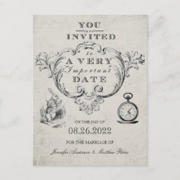 Vintage-Alice-im-Wunderland-Hochzeit - Rettet das Postkarte