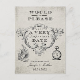 Vintage-Alice-im-Wunderland-Hochzeit - Rettet das Postkarte