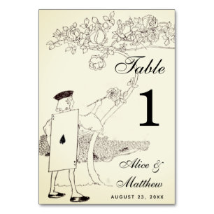 Vintage Alice im Wunderland Hochzeit Rose Gärtner Tischnummer