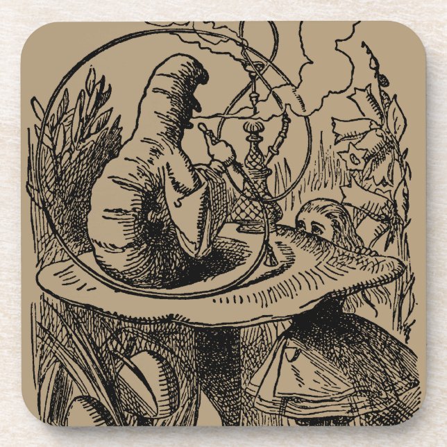Vintage Alice im Wunderland Hookah Raupe Getränkeuntersetzer (Vorderseite)