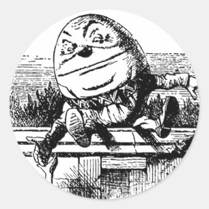 Vintage Alice im Wunderland, Humpty Dumpty auf der Runder Aufkleber