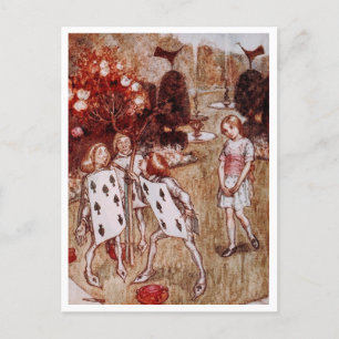 Vintage Alice im Wunderland im Garten Postkarte