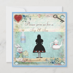 Vintage Alice im Wunderland Kinderdusche Einladung
