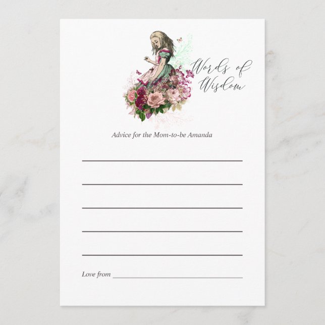 Vintage Alice im Wunderland Kinderdusche Mama Bera Hinweiskarte (Vorderseite)