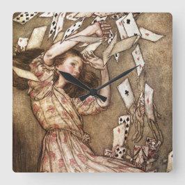 Vintage Alice im Wunderland-Kunst Arthurs Rackham Quadratische Wanduhr