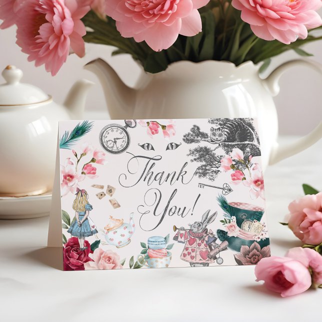Vintage Alice im Wunderland MärchenCollage Dankeskarte (Vintage Alice In Wonderland Fairytale Collage Thank You Card)