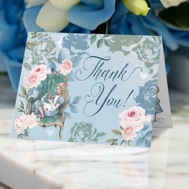 Vintage Alice im Wunderland Märchenzeichen Dankeskarte (Vintage Alice In Wonderland Fairytale Characters Thank You Card)