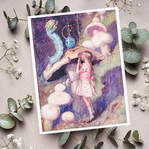Vintage Alice im Wunderland Raupe Postkarte