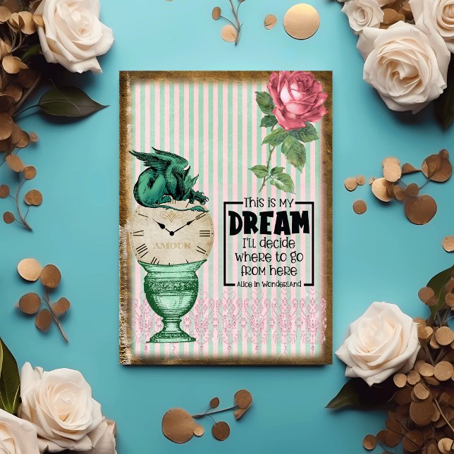 Vintage Alice im Wunderland Rose Griffin Zitat Mitteilungskarte (Von Creator hochgeladen)