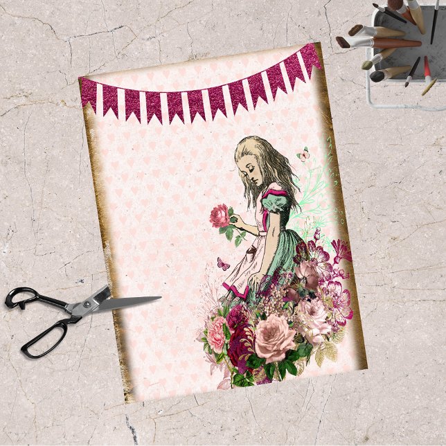 Vintage Alice im Wunderland Rose Seidenpapier (Von Creator hochgeladen)