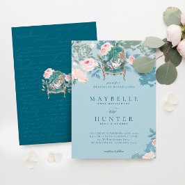 Vintage Alice im Wunderland Rosenhochzeit Einladung