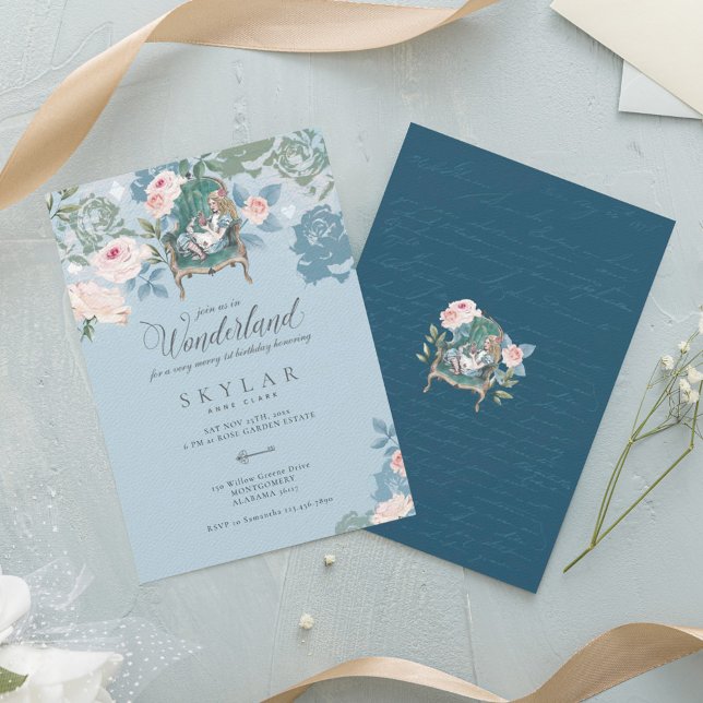 Vintage Alice im Wunderland Roses Geburtstag Einladung (Von Creator hochgeladen)