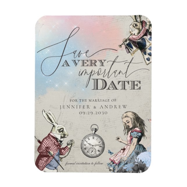 Vintage Alice im Wunderland Save the Date Magnet (Vertikal)
