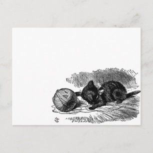 Vintage Alice im Wunderland Schwarze Katze Buch ze Postkarte