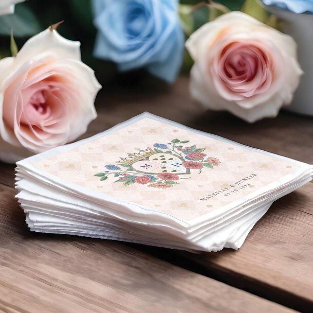 Vintage Alice im Wunderland Serviette (Vintage Alice in Wonderland Crown Heart Monogram Napkins)