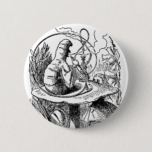 Vintage-Alice-im-Wunderland-Shisha-Raupe Button