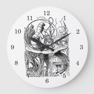 Vintage-Alice-im-Wunderland-Shisha-Raupe Große Wanduhr
