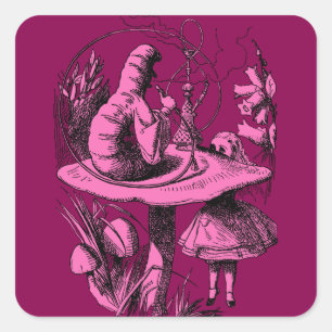 Vintage Alice im Wunderland Tausendfüßler Quadratischer Aufkleber