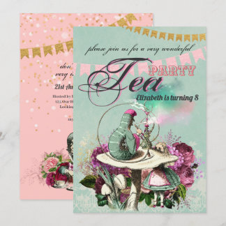 Vintage Alice im Wunderland Tee Party Benutzerdefi Einladung