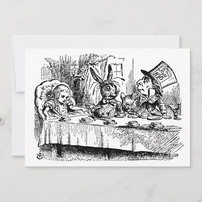 Vintage Alice im Wunderland Tee Party Einladung (Vorderseite)