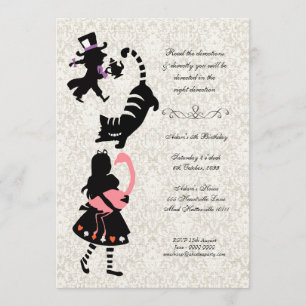 Vintage Alice im Wunderland Tee Party Geburtstag Einladung
