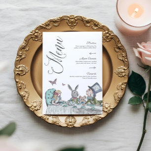 Vintage Alice im Wunderland Tee Party Menü Einladung