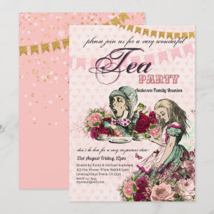 Vintage-Alice-im-Wunderland-Teeparty-individuelle- Einladung
