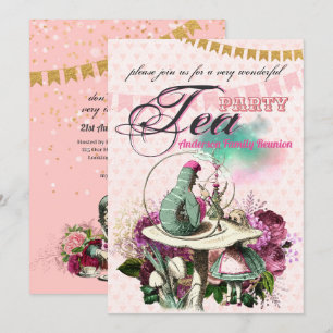 Vintage-Alice-im-Wunderland-Teeparty-individuelle- Einladung