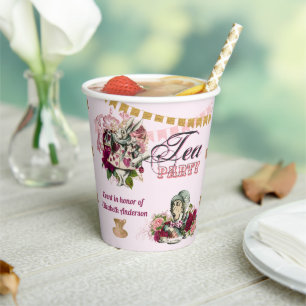 Vintage-Alice-im-Wunderland-Teeparty-individuelle- Pappbecher