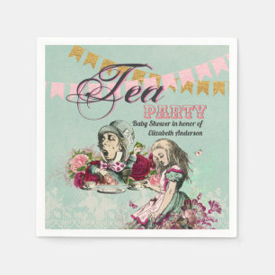 Vintage-Alice-im-Wunderland-Teeparty-individuelle- Serviette