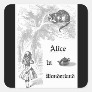 Vintage-Alice-im-Wunderland-Themenparty-Aufkleber Quadratischer Aufkleber