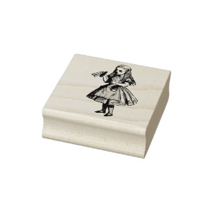 Vintage Alice im Wunderland trinken Gummistempel