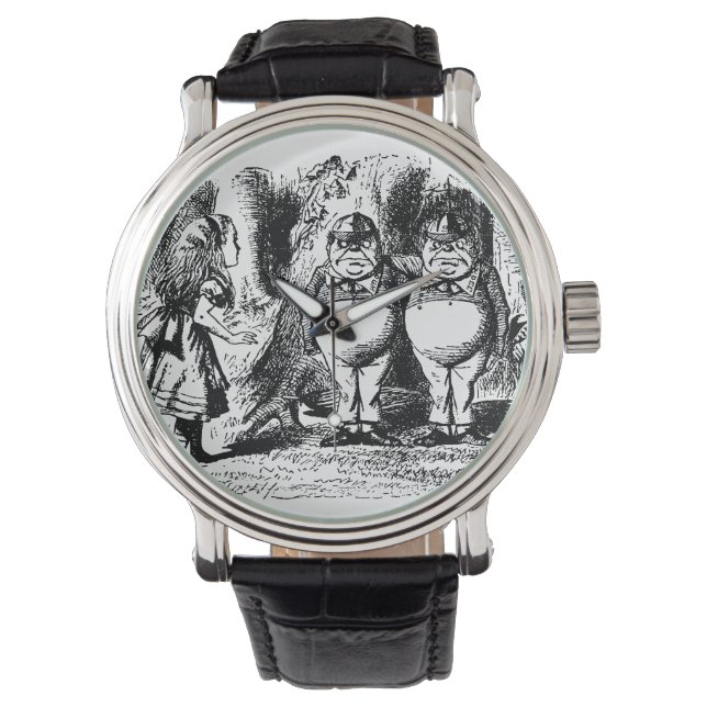Vintage Alice im Wunderland, Tweedledum Tweedledee Armbanduhr (Vorderseite)