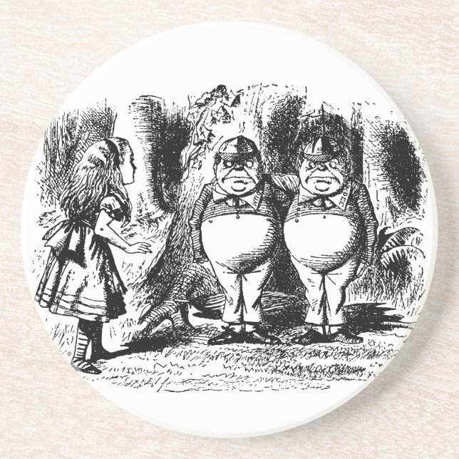 Vintage Alice im Wunderland, Tweedledum Tweedledee Getränkeuntersetzer (Vorne)