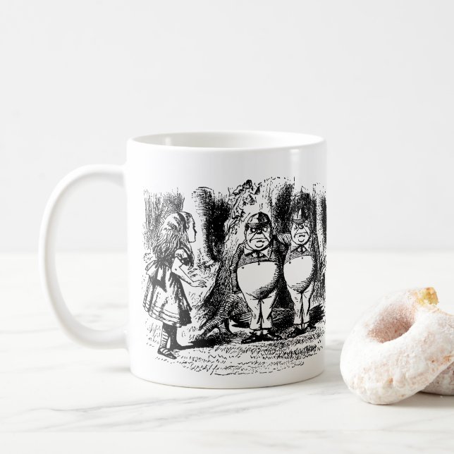 Vintage Alice im Wunderland, Tweedledum Tweedledee Kaffeetasse (Mit Donut)