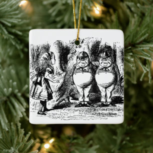 Vintage Alice im Wunderland, Tweedledum Tweedledee Keramikornament