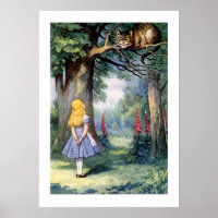 Vintage Alice im Wunderland und Katze über Baum