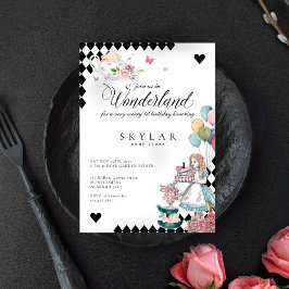 Vintage Alice im Wunderland Wasserfarbe Geburtstag Einladung