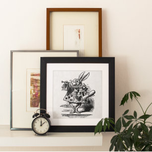 Vintage-Alice-im-Wunderland-Weißer-Hase-als-Herold Poster