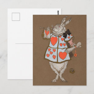 Vintage Alice im Wunderland Weißer Hase Herold Postkarte