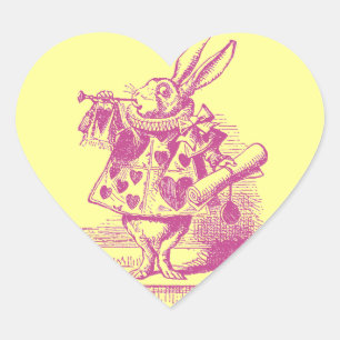 Vintage-Alice im Wunderland Weißer Hase Herz-Aufkleber