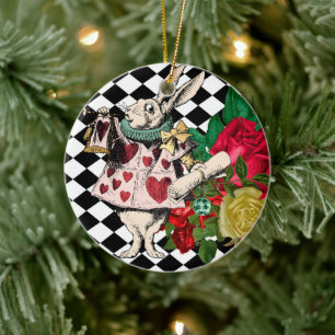 Vintage Alice im Wunderland Weißer Hase Keramik Ornament